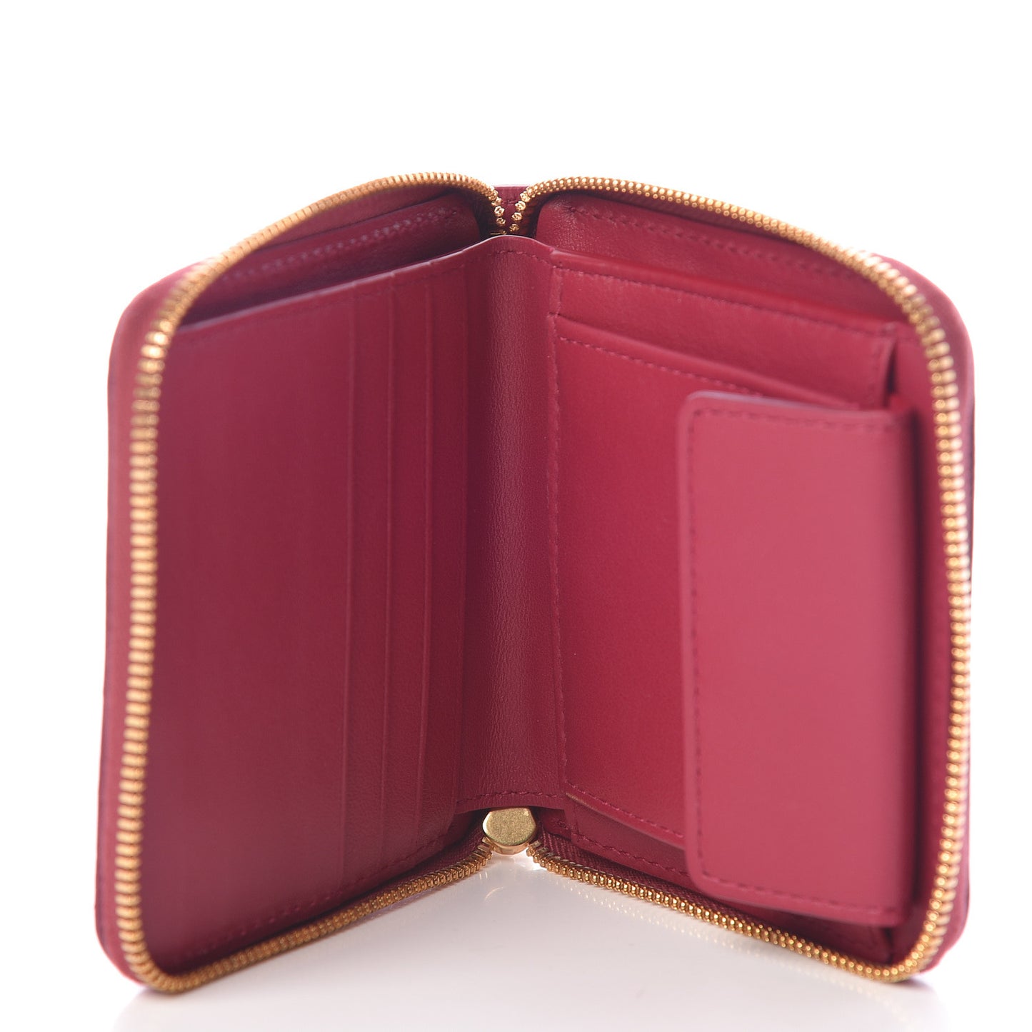 BOTTEGA VENETA Calfskin Padded Paper Mini Zip Wallet Amaranto