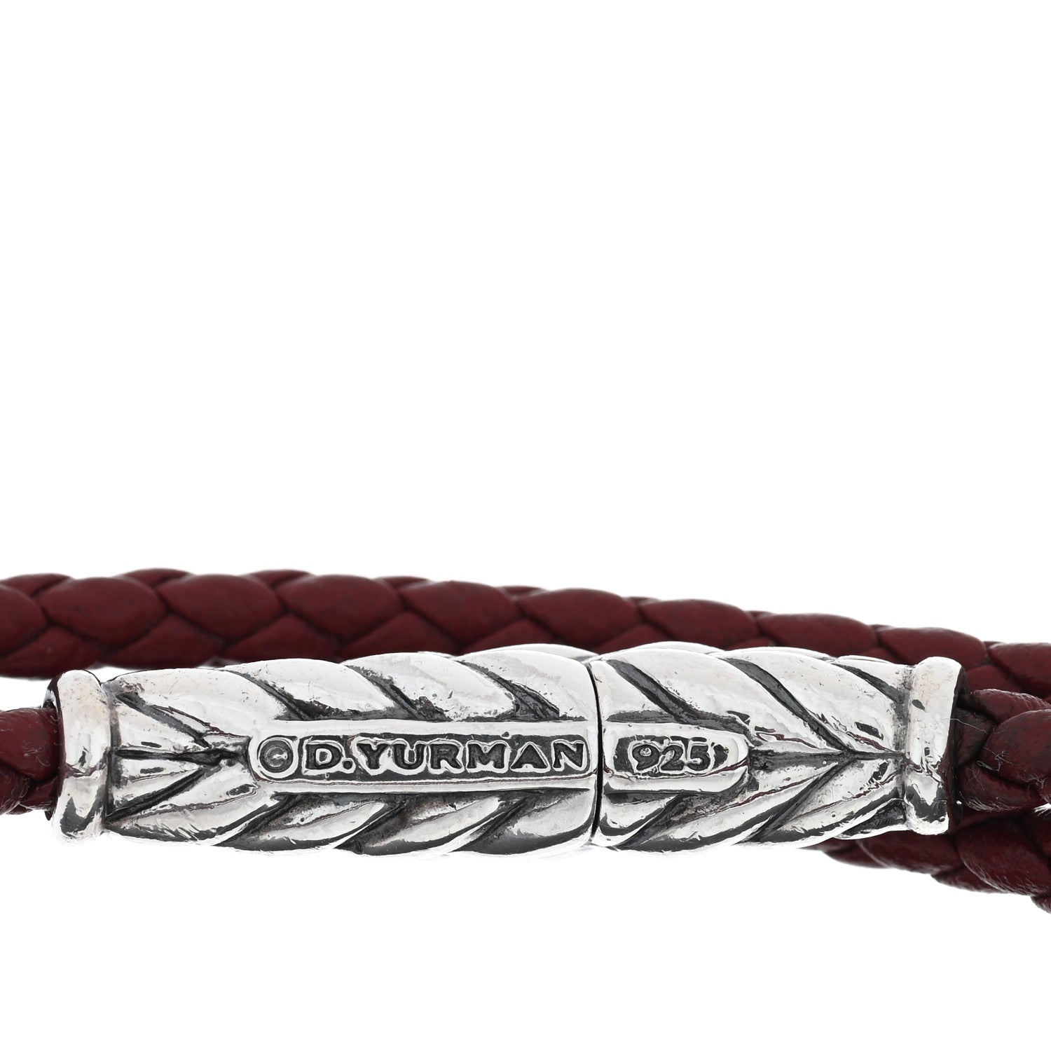 David Yurman Sterling Silver Leather Mens Chevron Triple-Wrap Bracelet Red 3 of 3