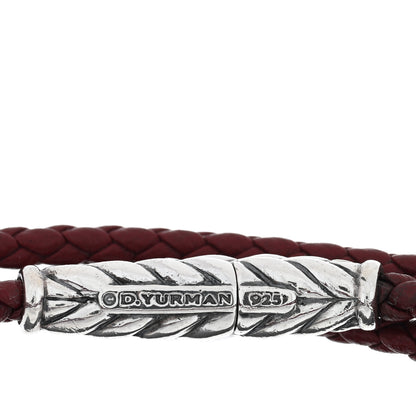 David Yurman Sterling Silver Leather Mens Chevron Triple-Wrap Bracelet Red 3 of 3