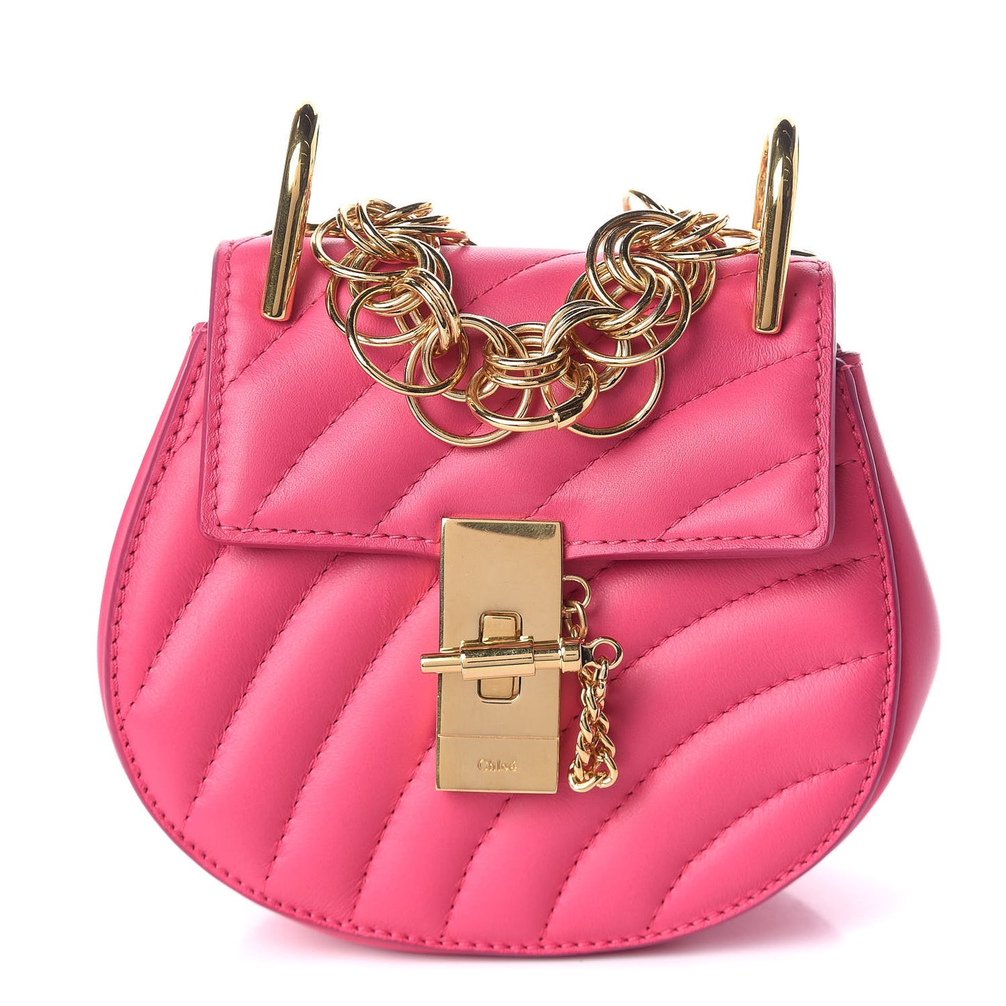 Calfskin Quilted Nano Drew Bijou Shoulder Bag Fuchsia Rose