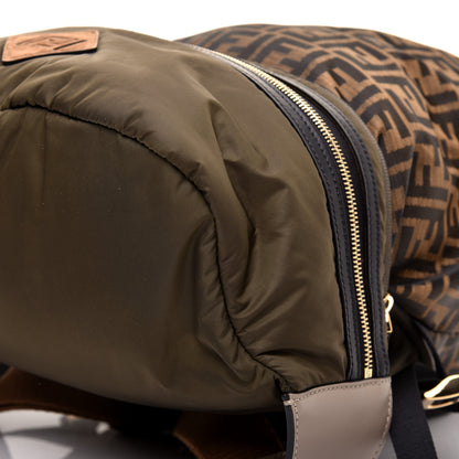 Fendi Nylon Dolmias Vitello Grace FF Convertible Drawstring Backpack Military Brown Tortora 5 of 14