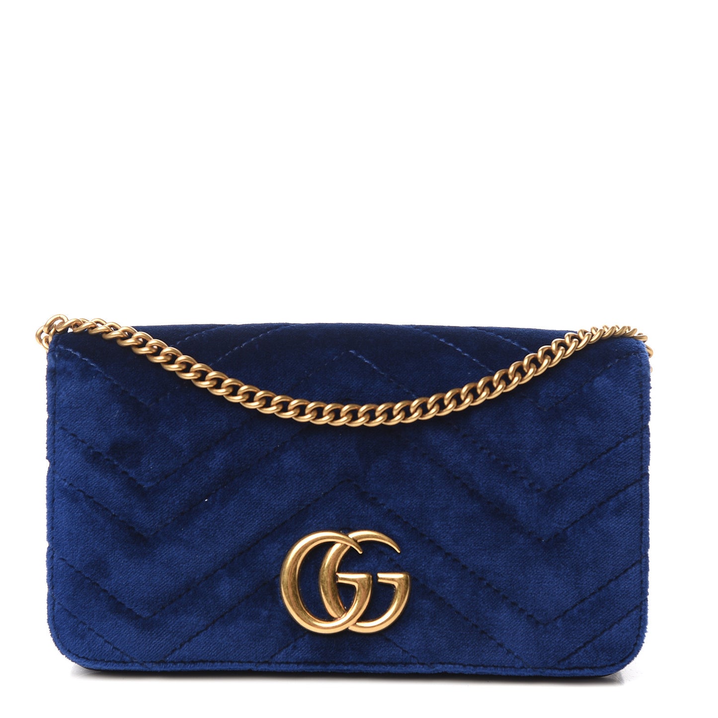 Velvet Matelasse GG Marmont Mini Bag Cobalt Blue