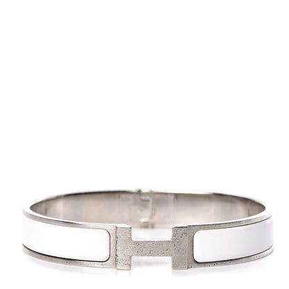 Hermes Matte Enamel Narrow Clic Clac HH Bracelet GM White 1 of 6