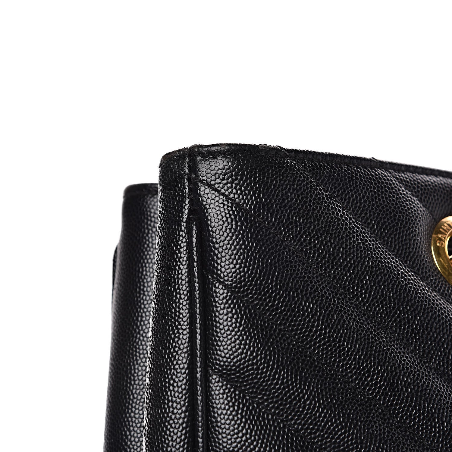 Saint Laurent Grain De Poudre Matelasse Chevron Monogram Shopping Bag Black 15 of 18