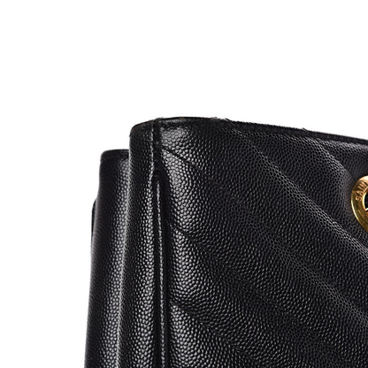Saint Laurent Grain De Poudre Matelasse Chevron Monogram Shopping Bag Black 15 of 18