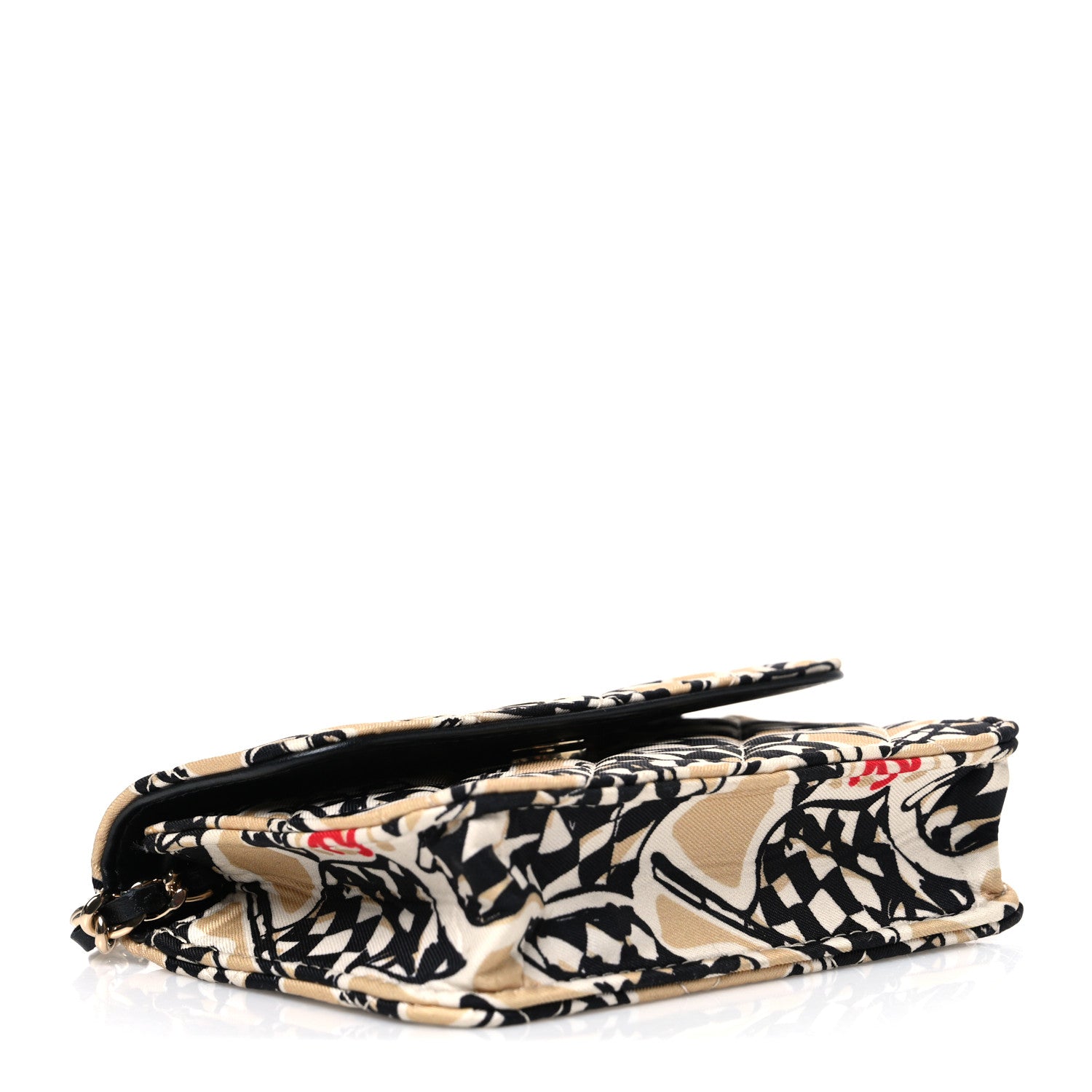 Chanel Canvas Check Flag Printed CC Clutch With Chain Beige Multicolor 4 of 10