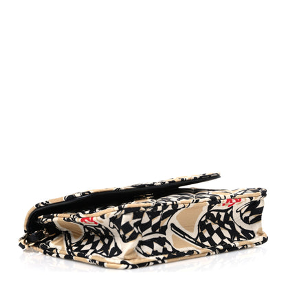 Chanel Canvas Check Flag Printed CC Clutch With Chain Beige Multicolor 4 of 10