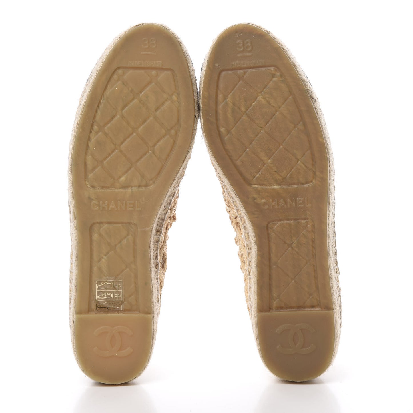 Raffia Fabric CC Espadrilles 38 Beige Black
