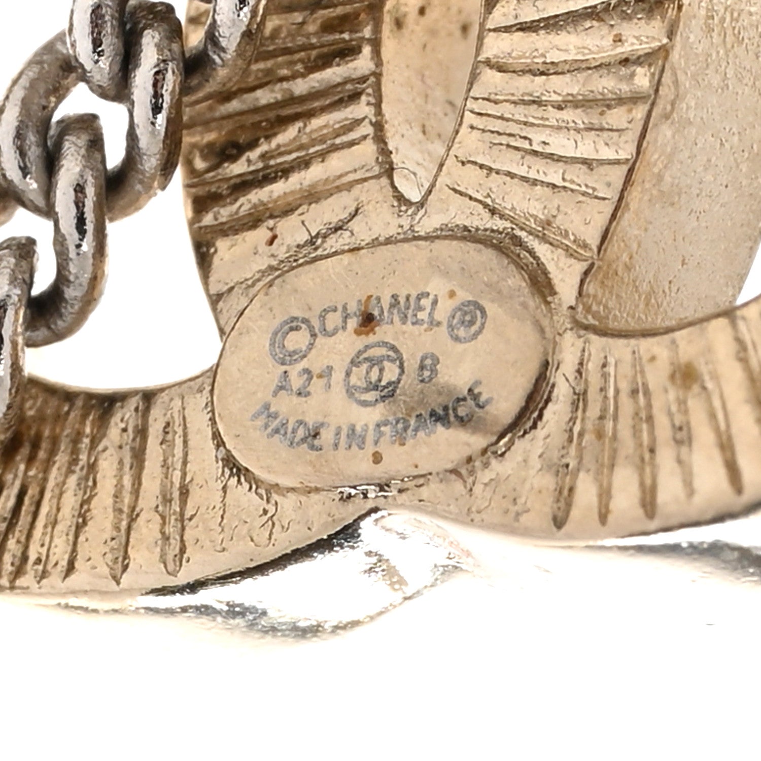 Chanel Crystal Chain CC Earrings Gold 4 of 4