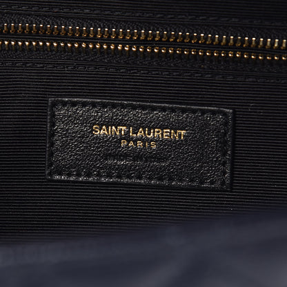 Saint Laurent Grain De Poudre Mixed Matelasse Large Triquilt Monogram Satchel Deep Marine 8 of 8
