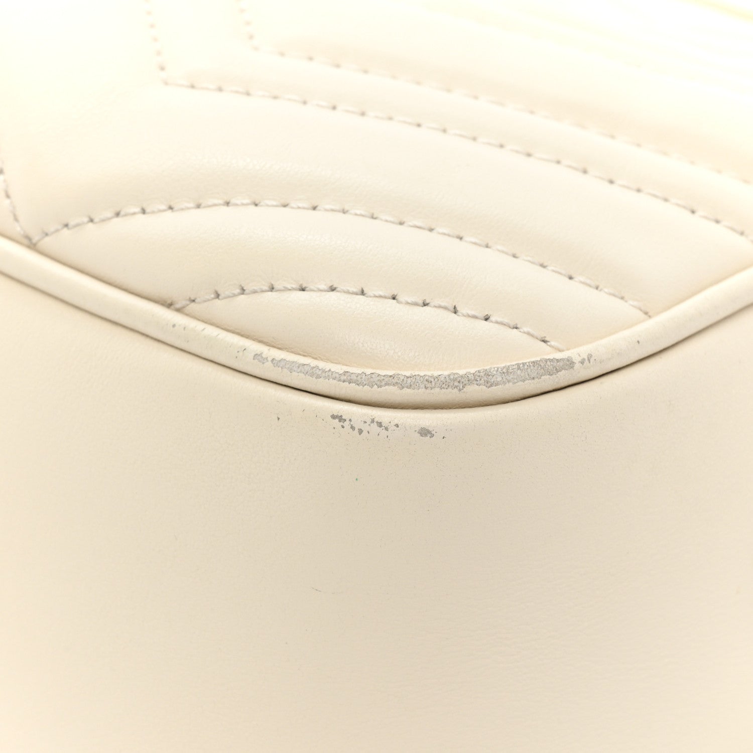 Gucci Calfskin Matelasse Small GG Marmont Chain Shoulder Bag White 13 of 19
