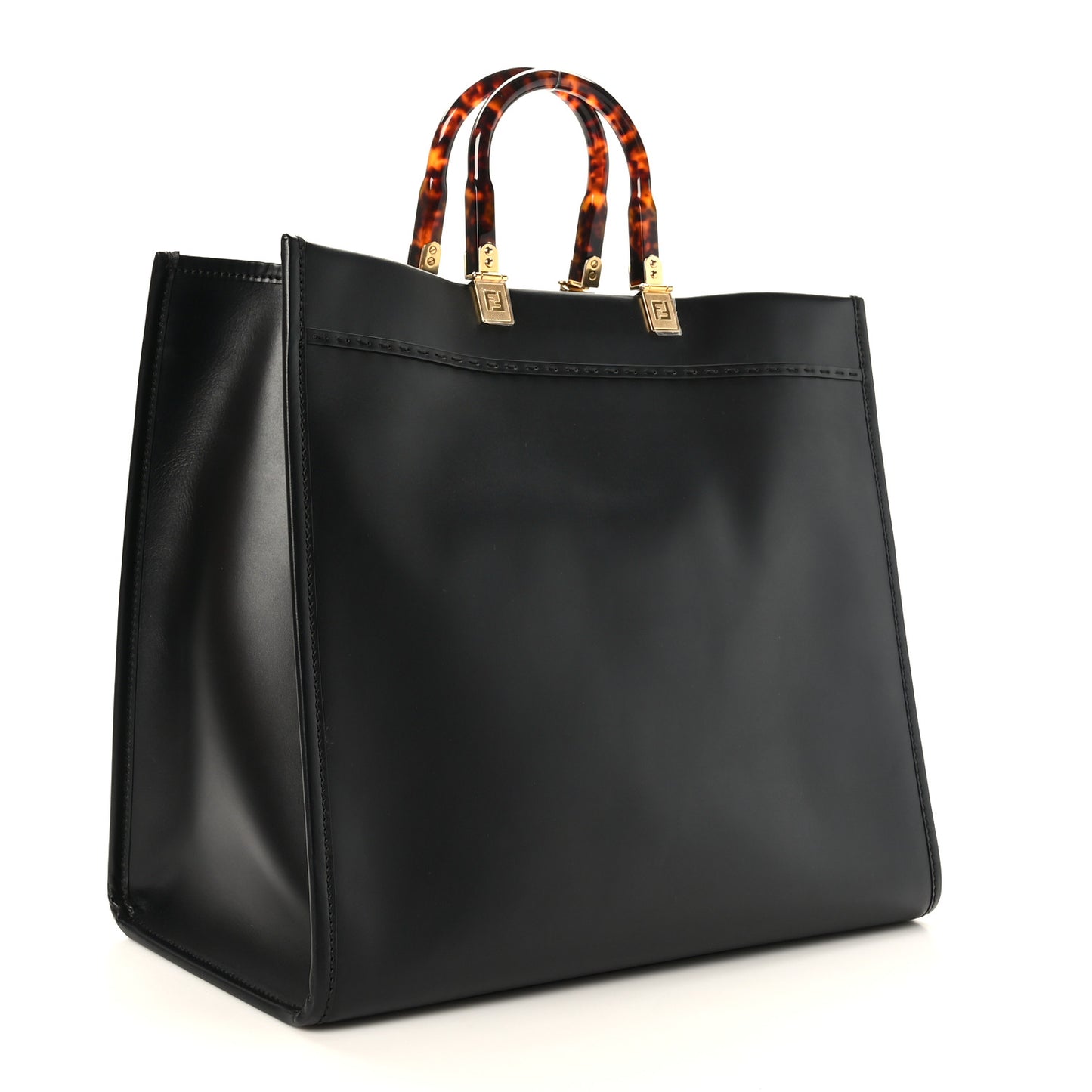 Vitello King Plexiglass Large Fendi Sunshine Shopper Tote Black