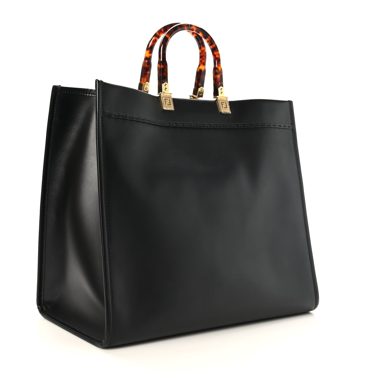 Fendi Vitello King Plexiglass Large Fendi Sunshine Shopper Tote Black 3 of 8