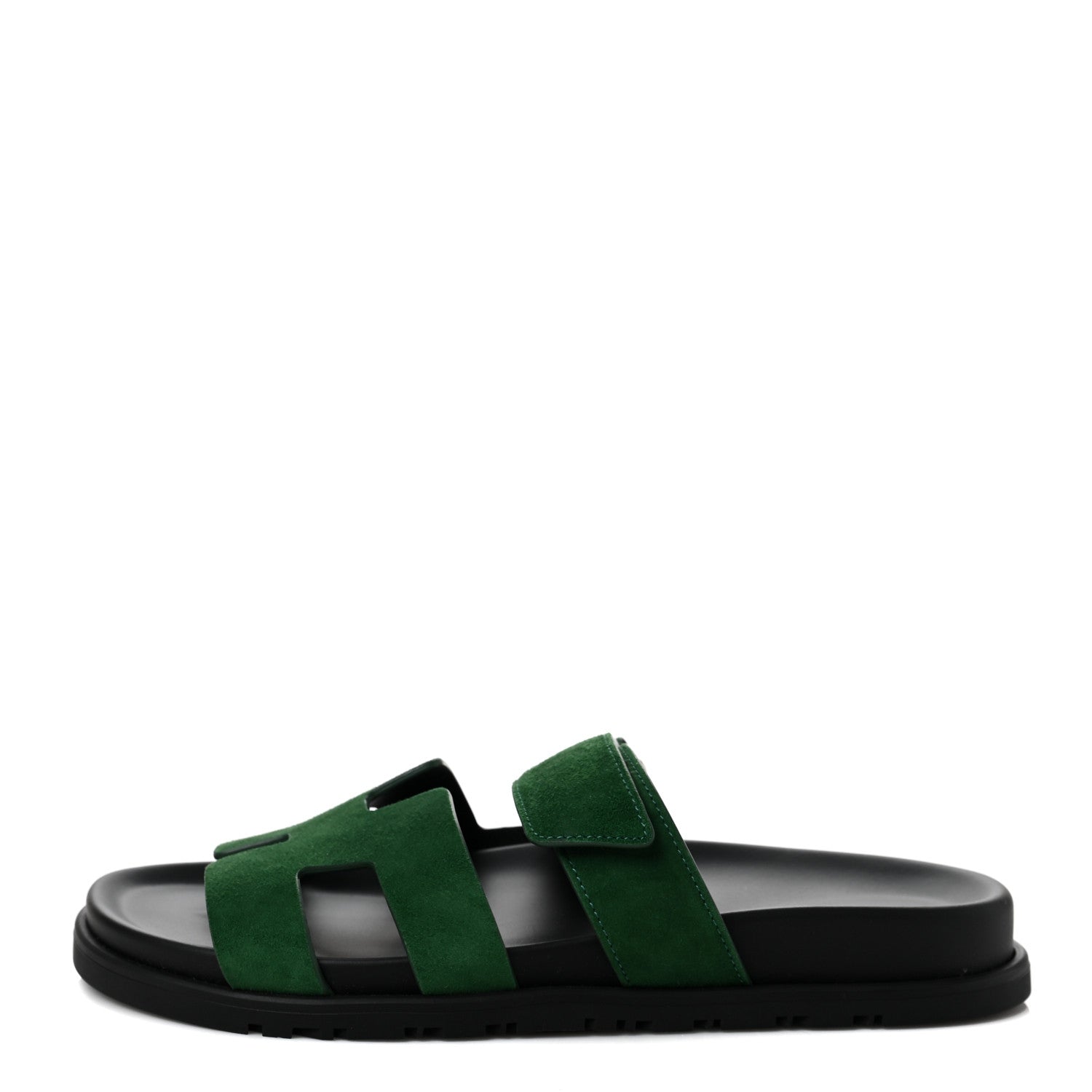 Hermes Suede Goatskin Womens Chypre Sandals 37 Vert Electrique 1 of 10