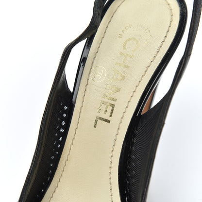 Chanel Lambskin Perforated CC Slingback Pumps 36 Black 15 of 17