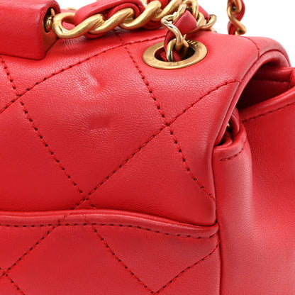 Chanel Lambskin Quilted Small Circular Handle Bag Brilliant Rouge 14 of 15