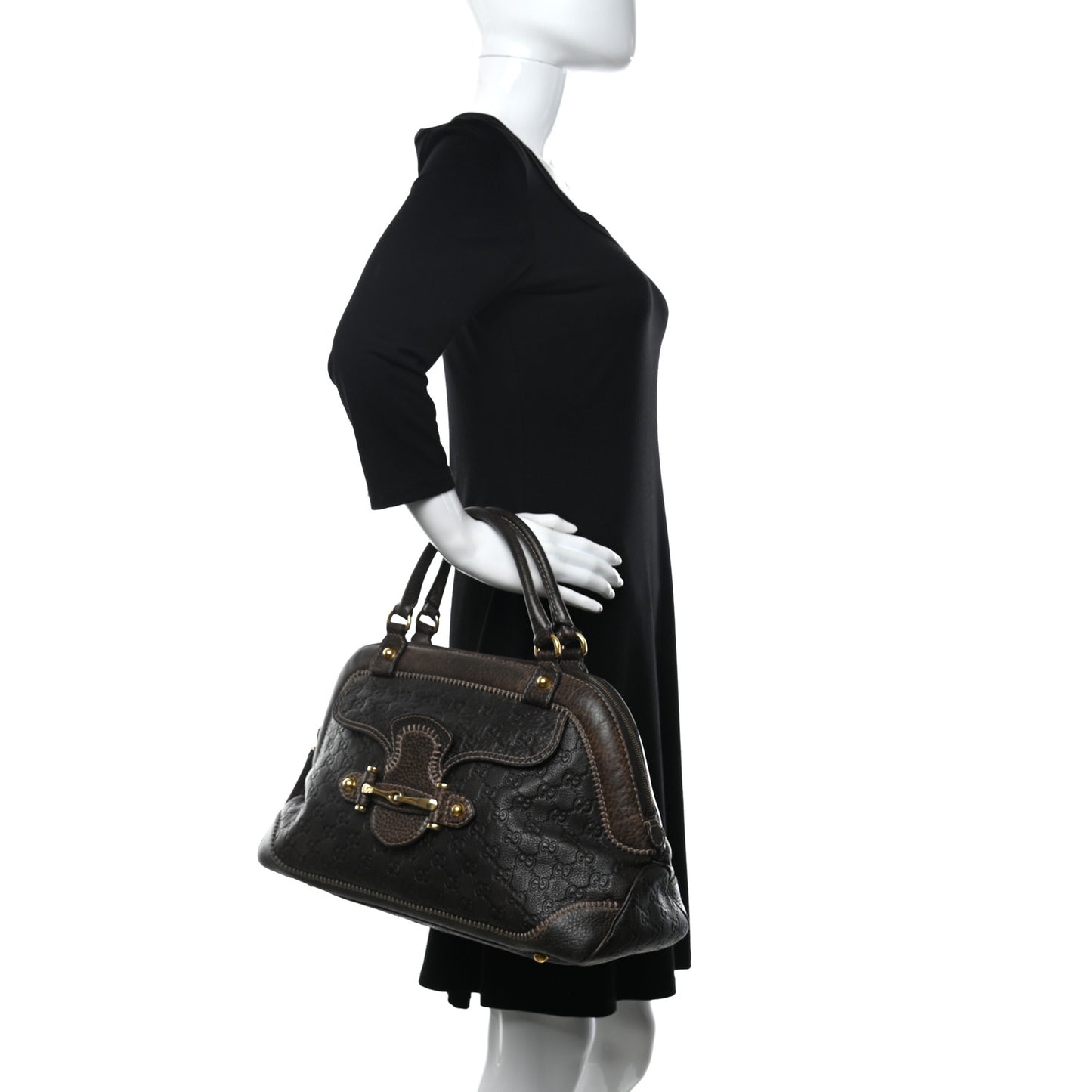 Guccissima Medium New Pelham Shoulder Bag Dark Brown