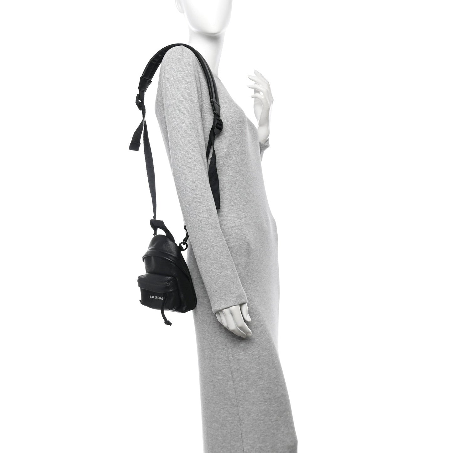 Grained Calfskin Mini Explorer Crossbody Backpack Black