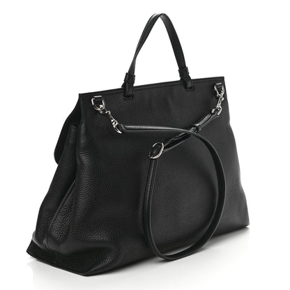 Gucci Pebbled Calfskin Large Bamboo Daily Top Handle Bag Black 3 of 17