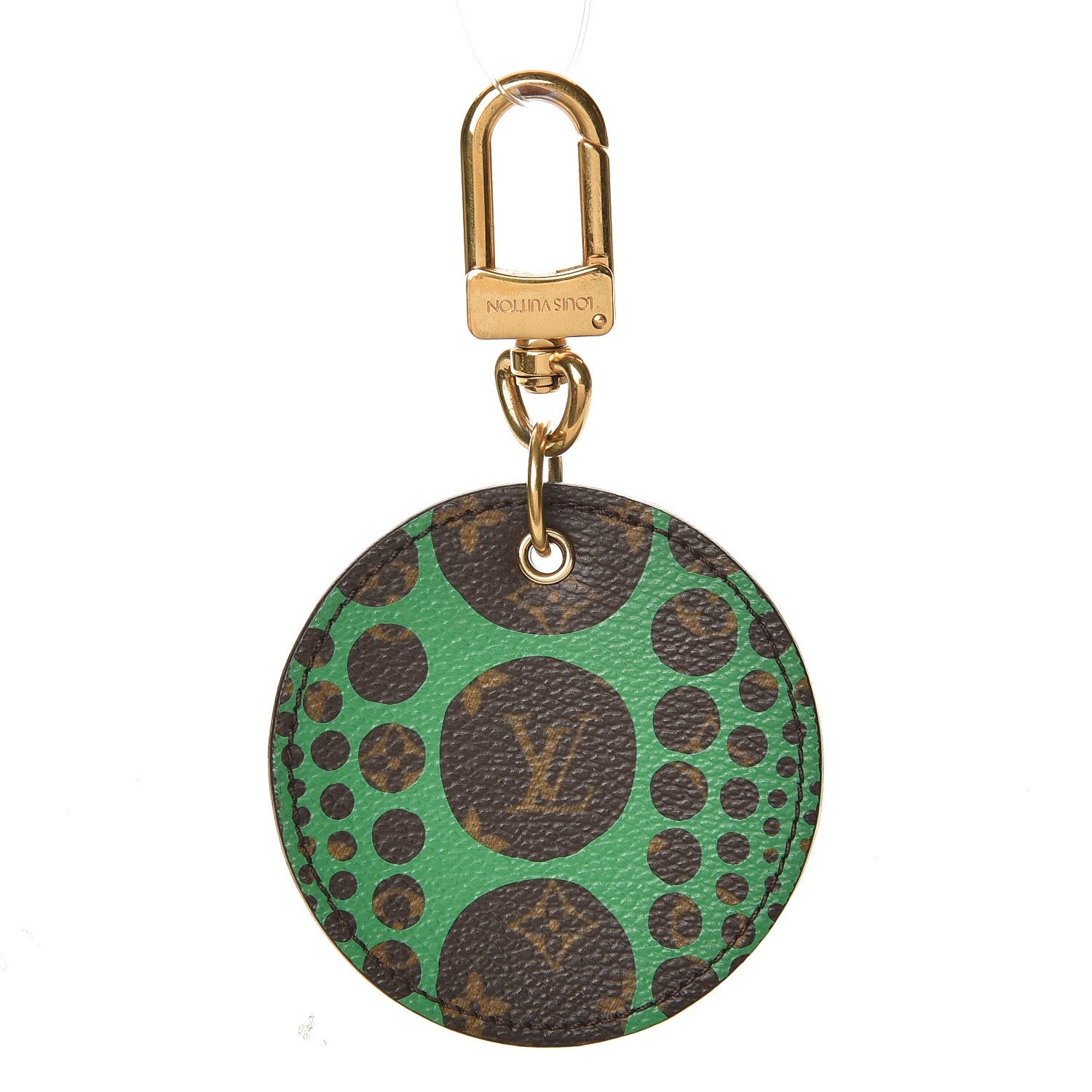 Louis Vuitton Monogram Kusama Pumpkin Dots Key Ring Green 1 of 3