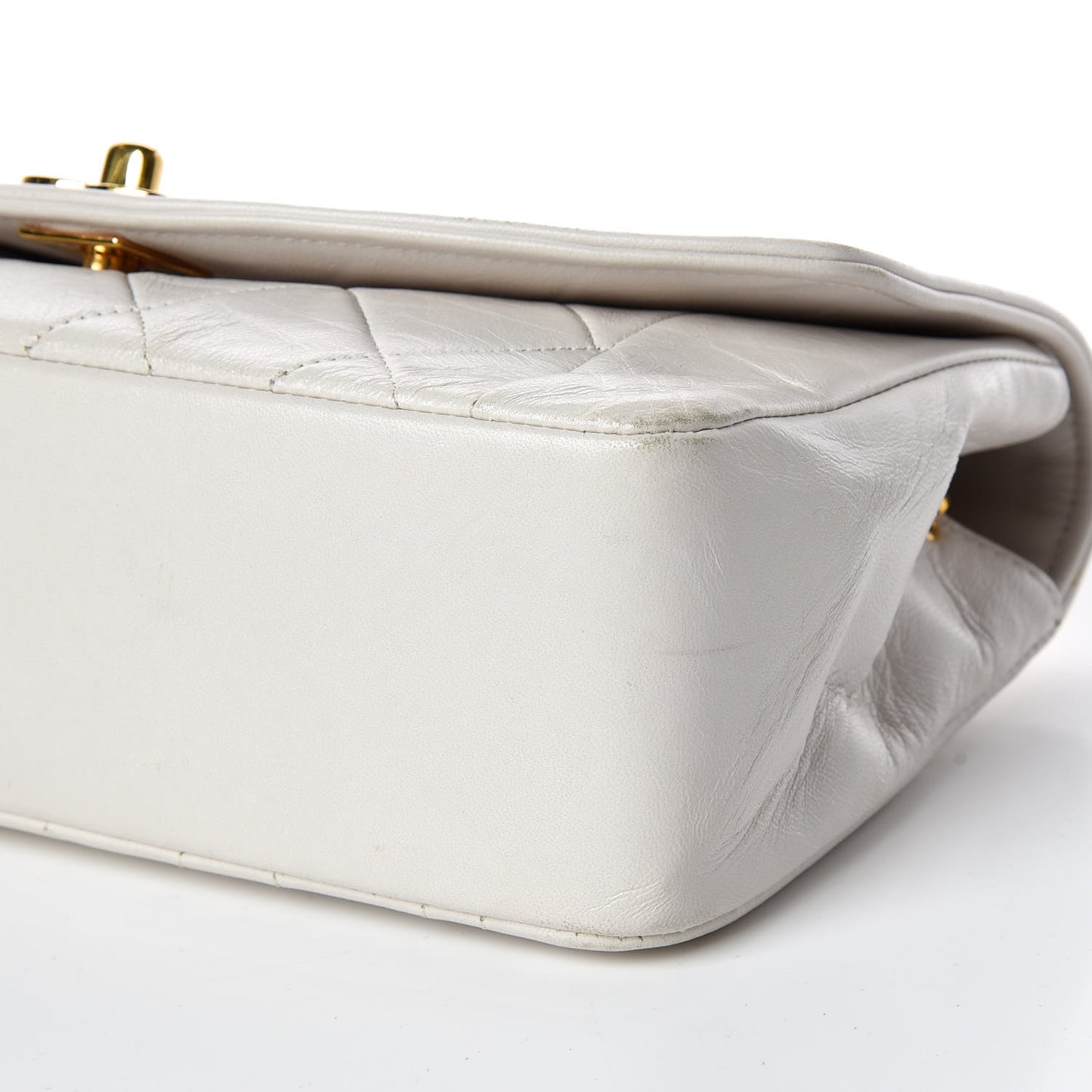 Lambskin Quilted Small Single Flap White