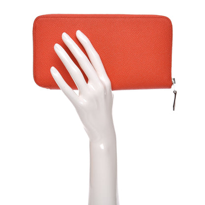 Hermes Epsom Barenia Silk'In Wallet Orange Poppy Fauve Rose Candy 2 of 8