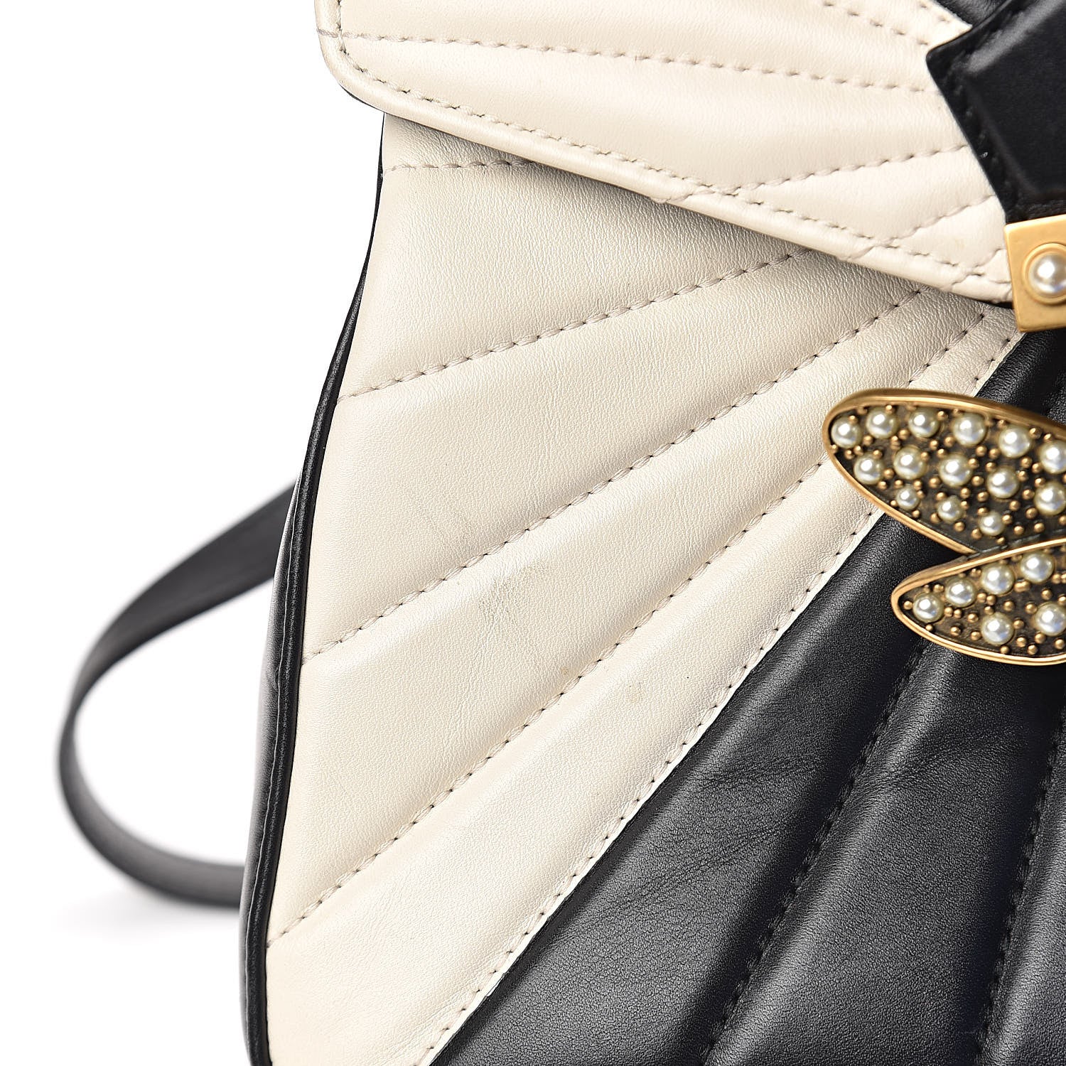 Gucci Calfskin Bamboo Trapuntata Queen Margaret Backpack Mystic White Black 13 of 19