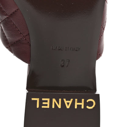 Chanel Lambskin Quilted CC Chain Mules 37 Burgundy Black 8 of 10