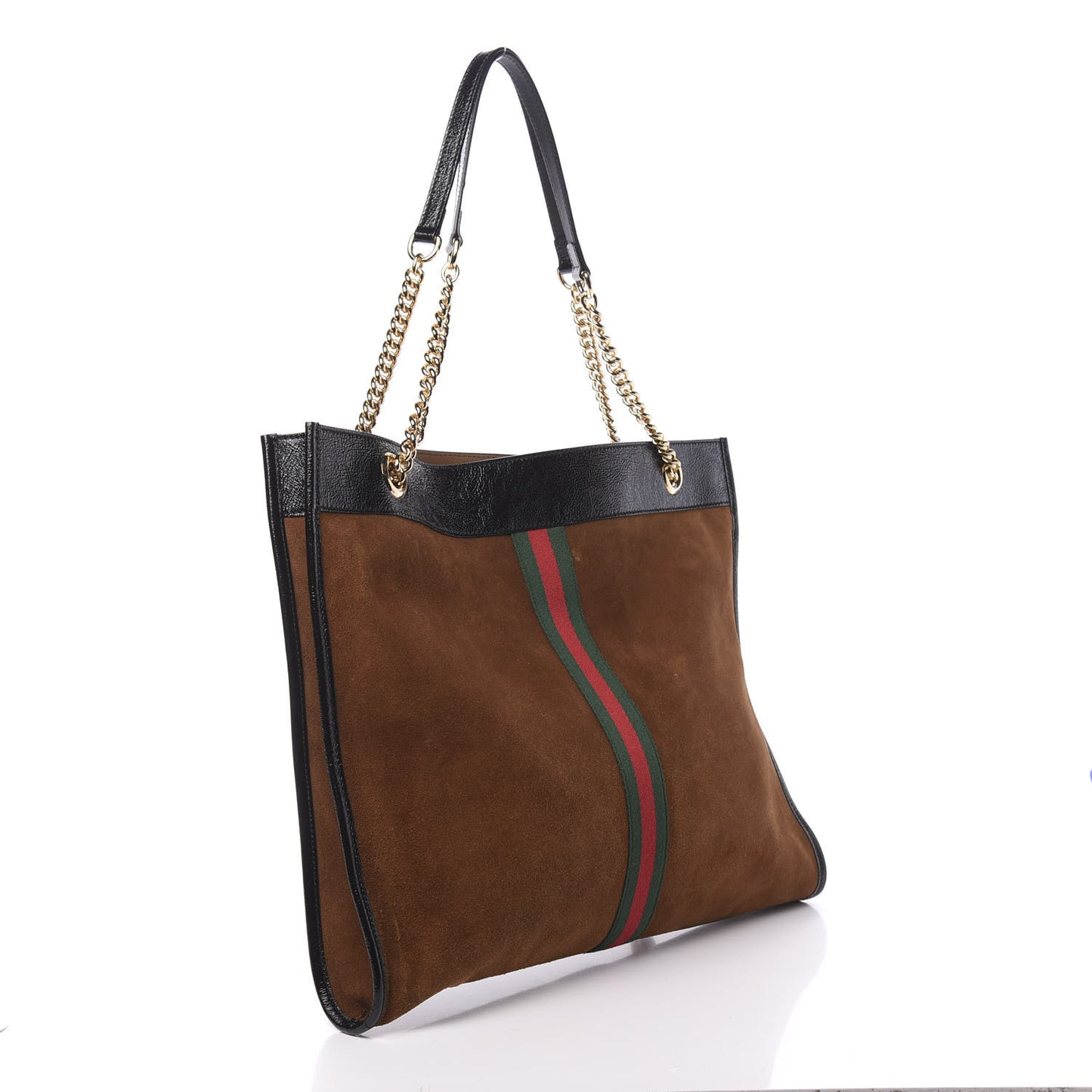 Suede Patent Large Rajah Chain Tote Nocciola Black