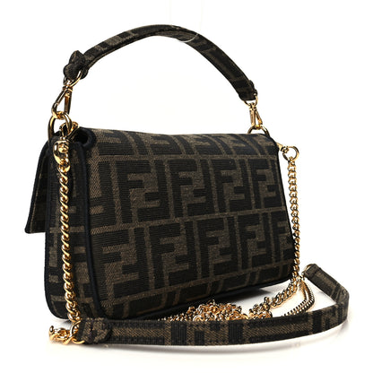 Fendi Fabric Jacquard FF 1974 Mini Baguette Tobacco Moro Black 3 of 11