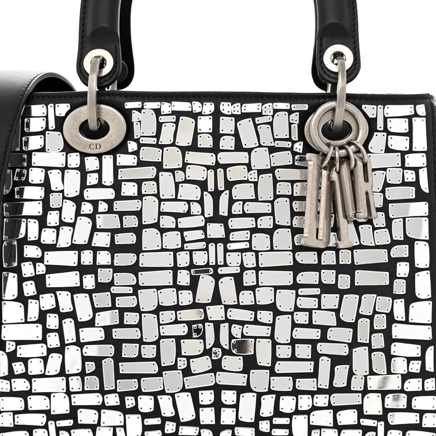 Smooth Calfskin Embroidered Medium Mosaic of Mirrors Lady Dior Black