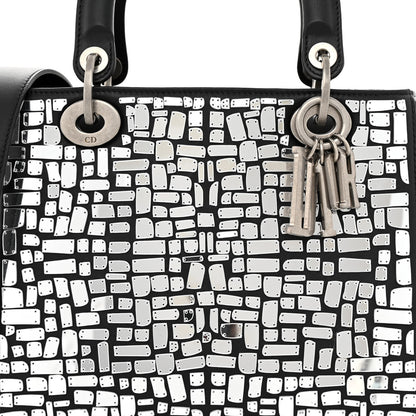 Christian Dior Smooth Calfskin Embroidered Medium Mosaic of Mirrors Lady Dior Black 8 of 11