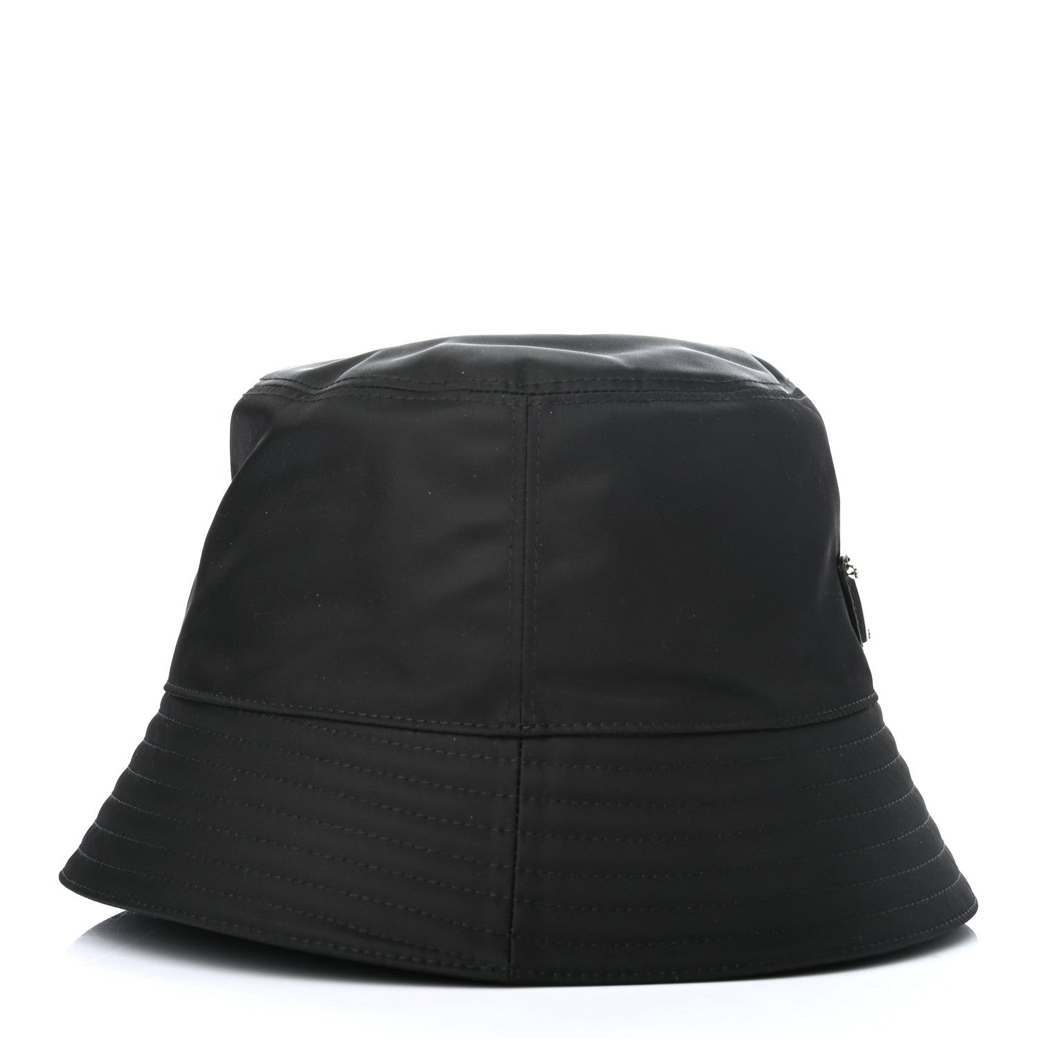 Prada Re-Nylon Metal Triangle Logo Mens Bucket Hat M Black 3 of 7