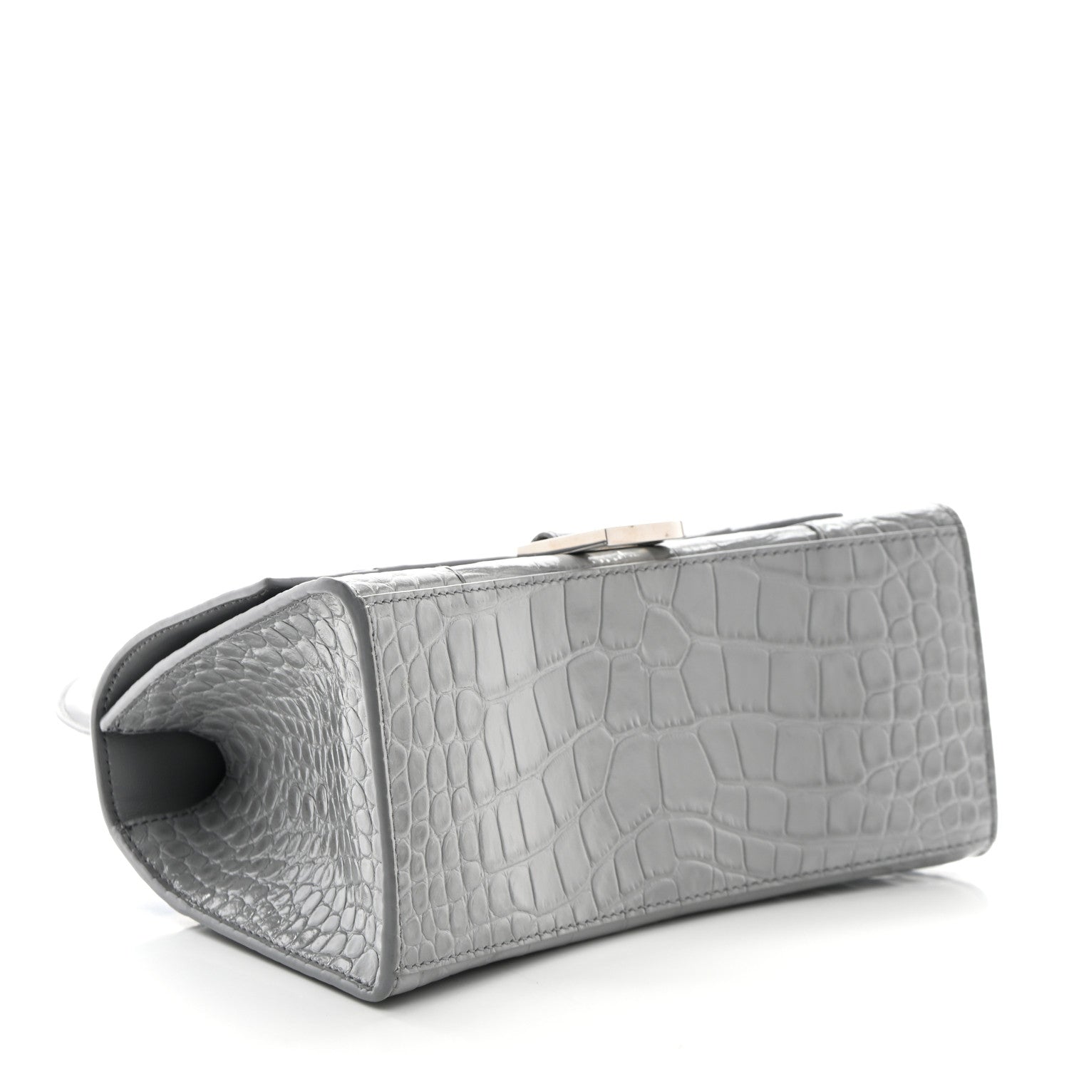 Balenciaga Shiny Calfskin Crocodile Embossed Small Hourglass Top Handle Bag Balenciaga Grey 4 of 10
