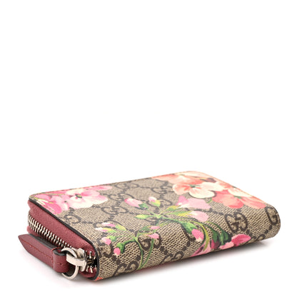 Gucci GG Supreme Monogram Blooms Zip Around Card Case Wallet Beige Multicolor Dry Rose 4 of 7