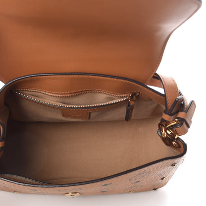MCM Visetos Studded Flap Shoulder Bag Cognac 6 of 11