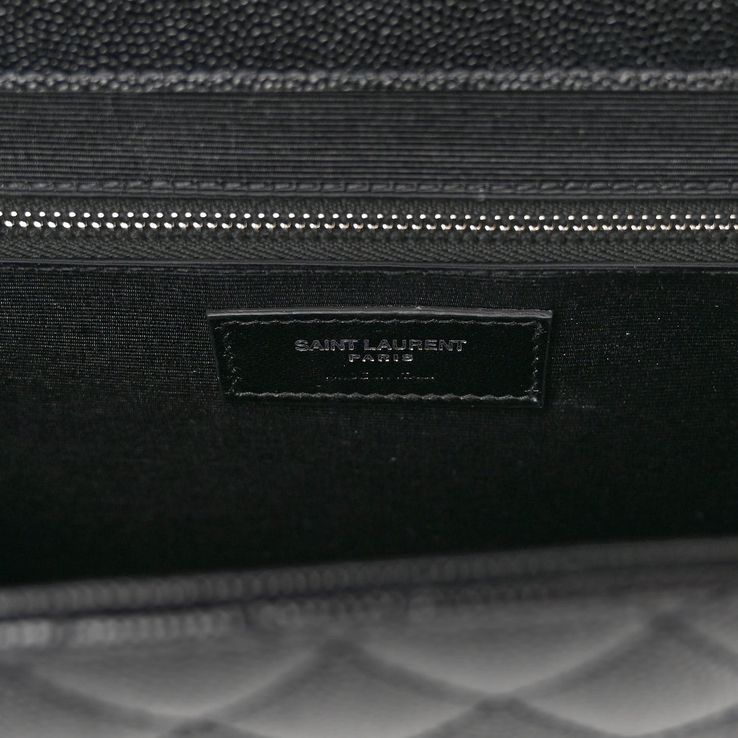 Grain De Poudre Textured Mixed Matelasse Large Triquilt Monogram Satchel Black