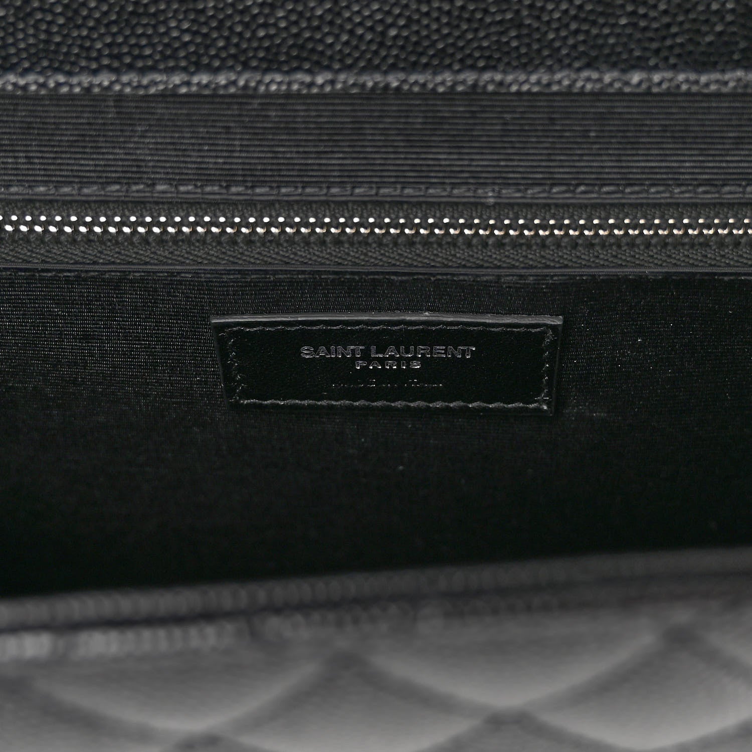 Saint Laurent Grain De Poudre Textured Mixed Matelasse Large Triquilt Monogram Satchel Black 6 of 10