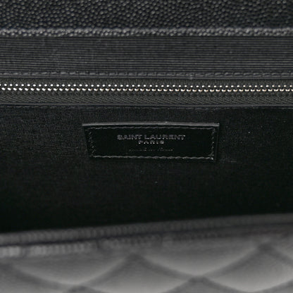 Saint Laurent Grain De Poudre Textured Mixed Matelasse Large Triquilt Monogram Satchel Black 6 of 10