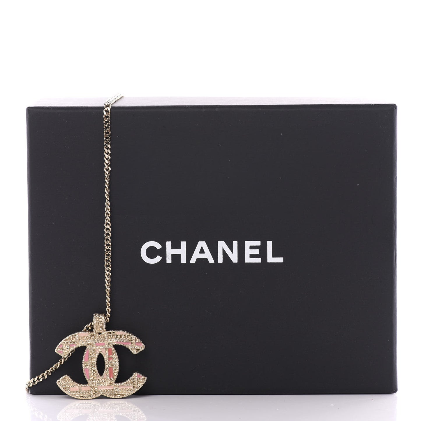 Crystal Enamel Tweed Effect CC Necklace Gold
