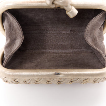 Bottega Veneta Metallic Nappa Intrecciato Distressed Knot Clutch Beige 5 of 10