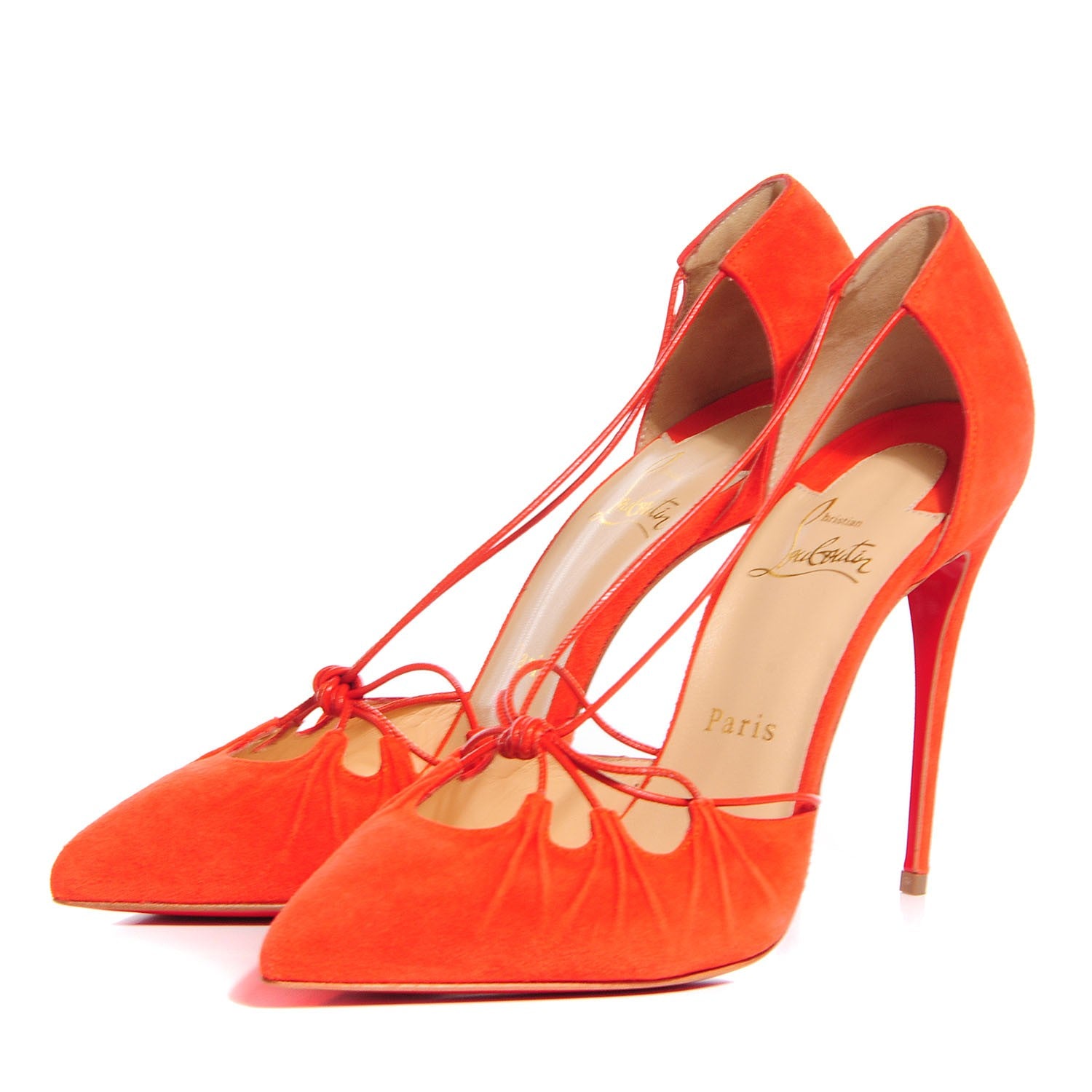 Christian Louboutin Suede Riri 100 Pumps 38 Orange 3 of 6