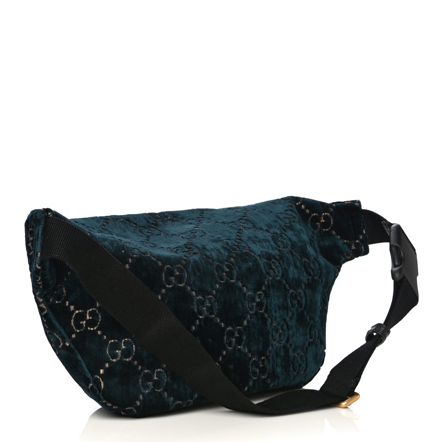 Velvet GG Monogram Web Belt Bag Blue Beige