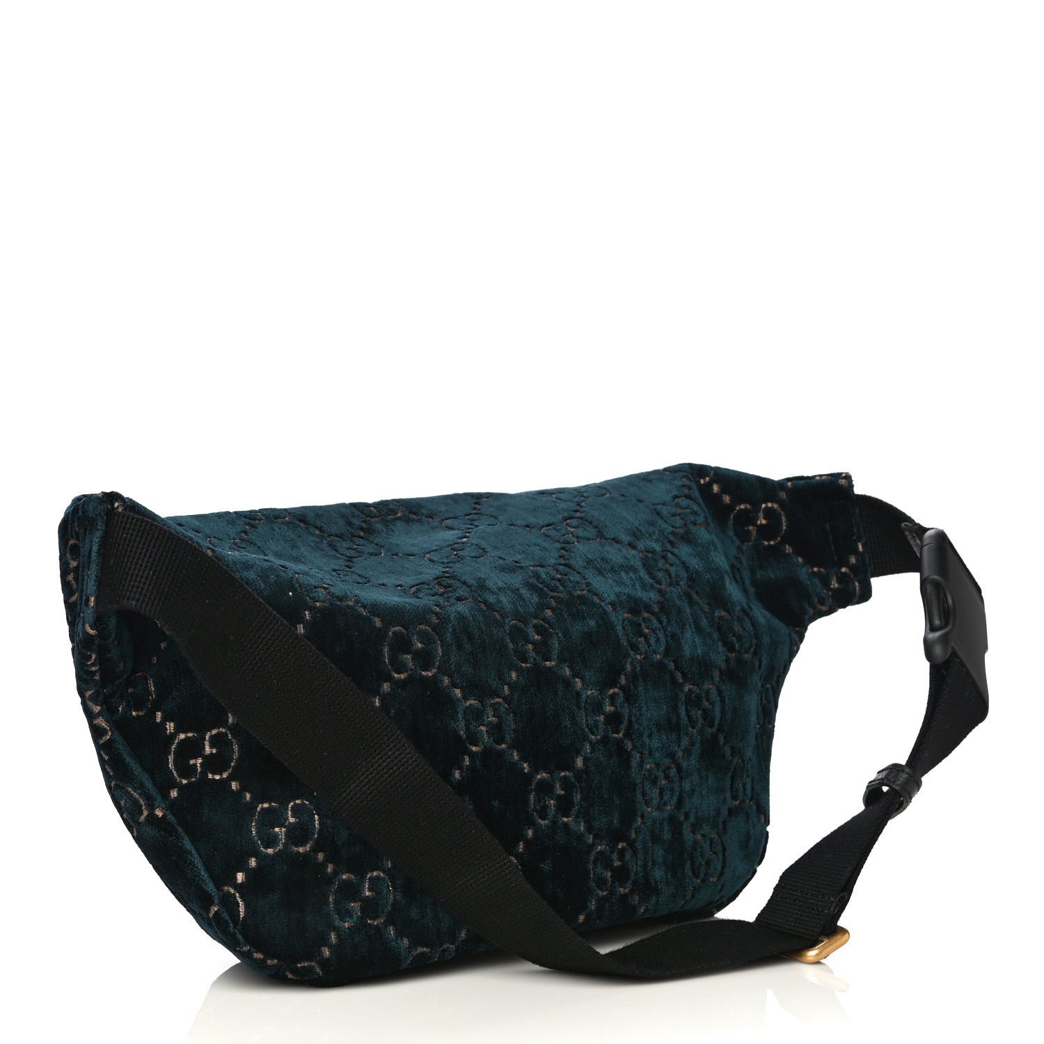Gucci Velvet GG Monogram Web Belt Bag Blue Beige 3 of 12