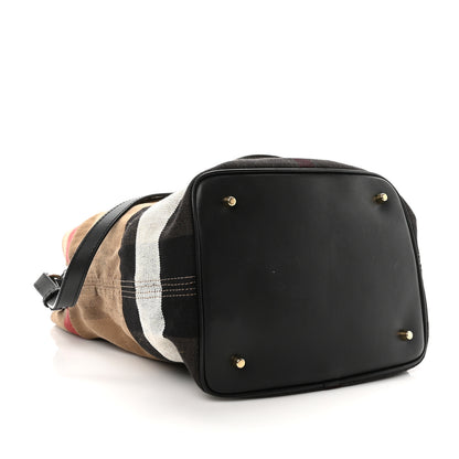 Burberry Canvas Mega Check Medium Ashby Hobo Black 5 of 11