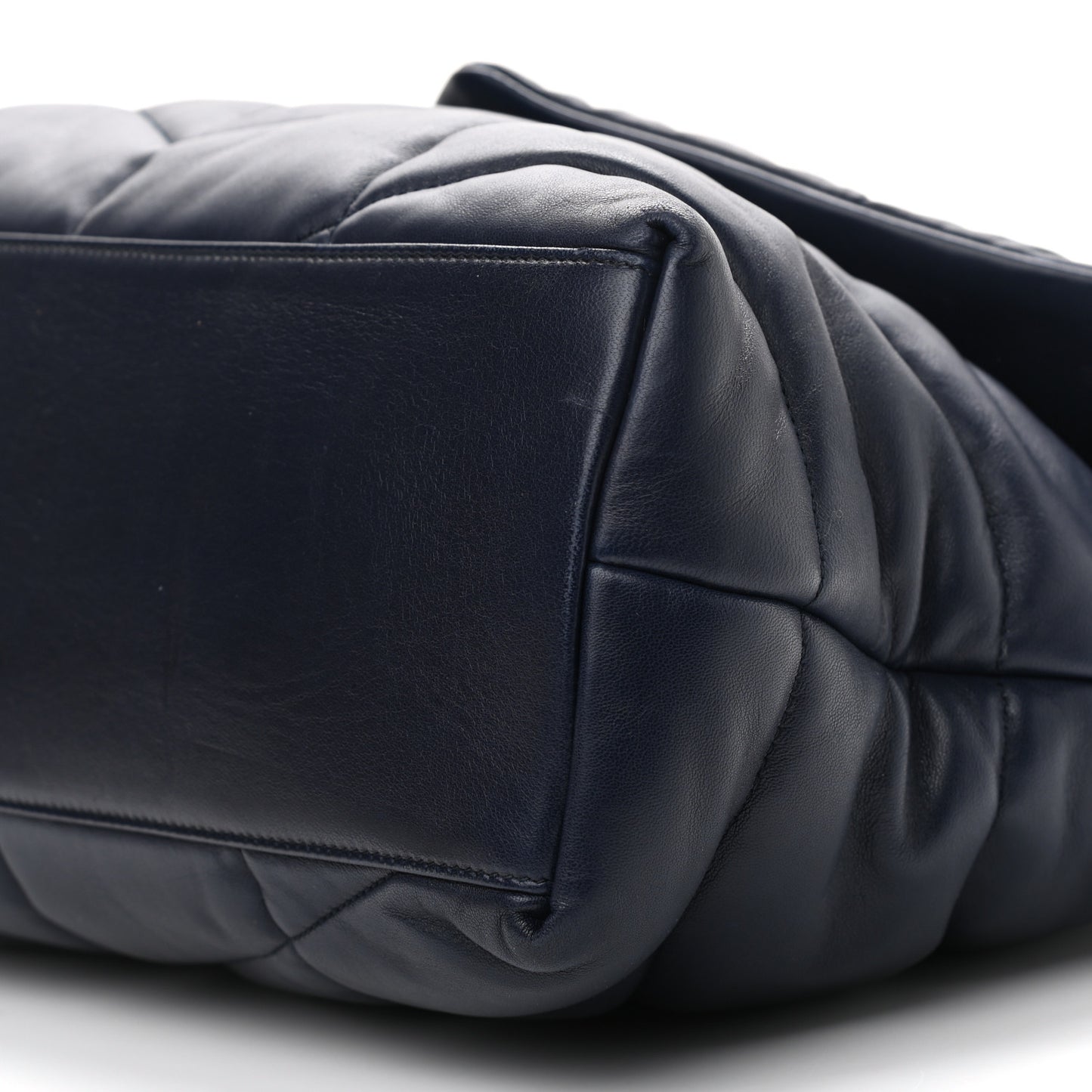 Lambskin Quilted Medium Loulou Puffer Monogram Chain Satchel Navy