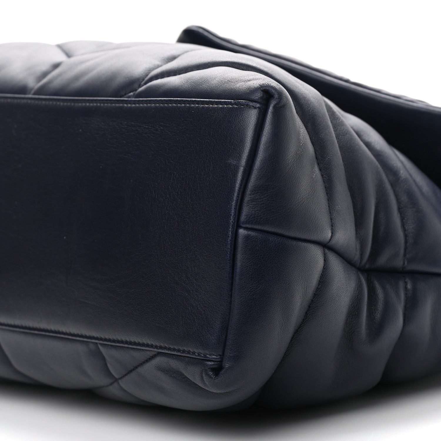 Saint Laurent Lambskin Quilted Medium Loulou Puffer Monogram Chain Satchel Navy 11 of 11