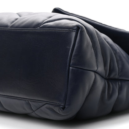 Saint Laurent Lambskin Quilted Medium Loulou Puffer Monogram Chain Satchel Navy 11 of 11