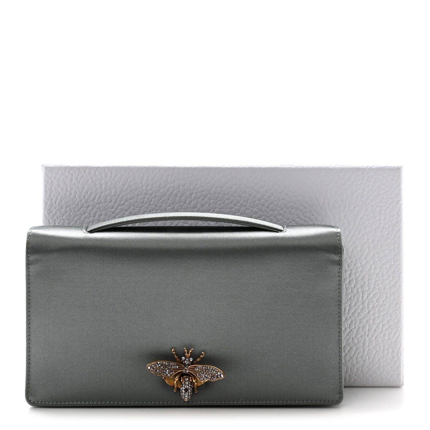 Satin Bee Clutch Light Iron