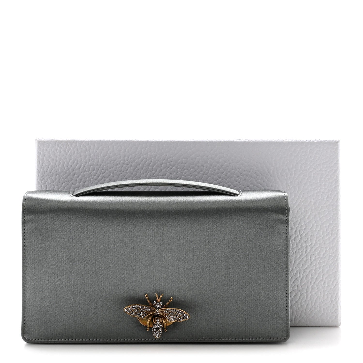 Christian Dior Satin Bee Clutch Light Iron 8 of 8